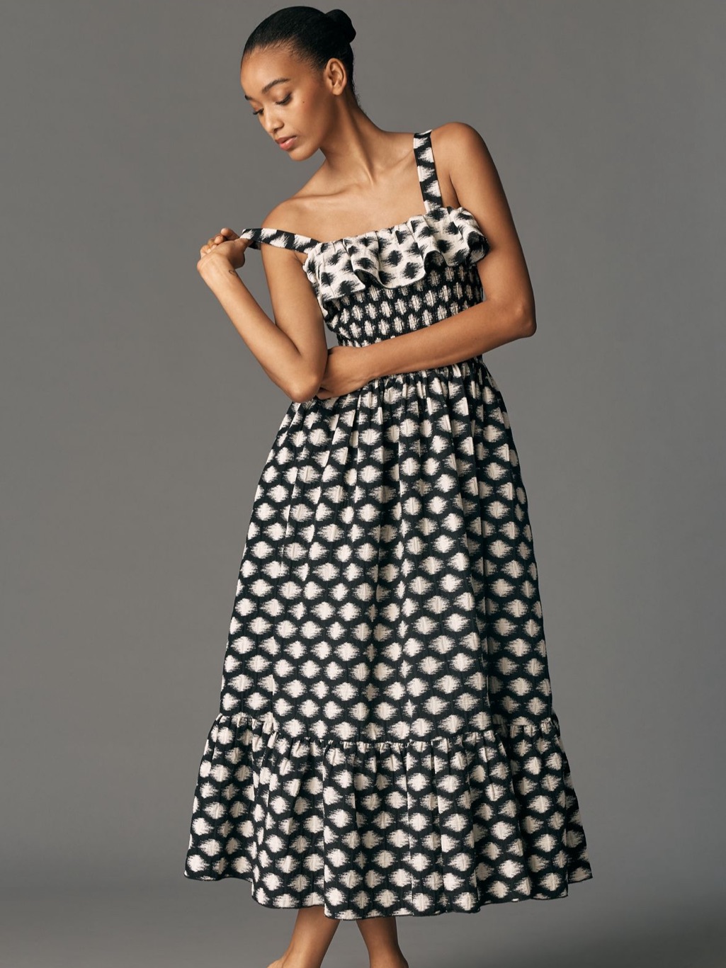 Anthropologie Maude Club Melody Ruffled A-Line Midi Dress Size Xs New